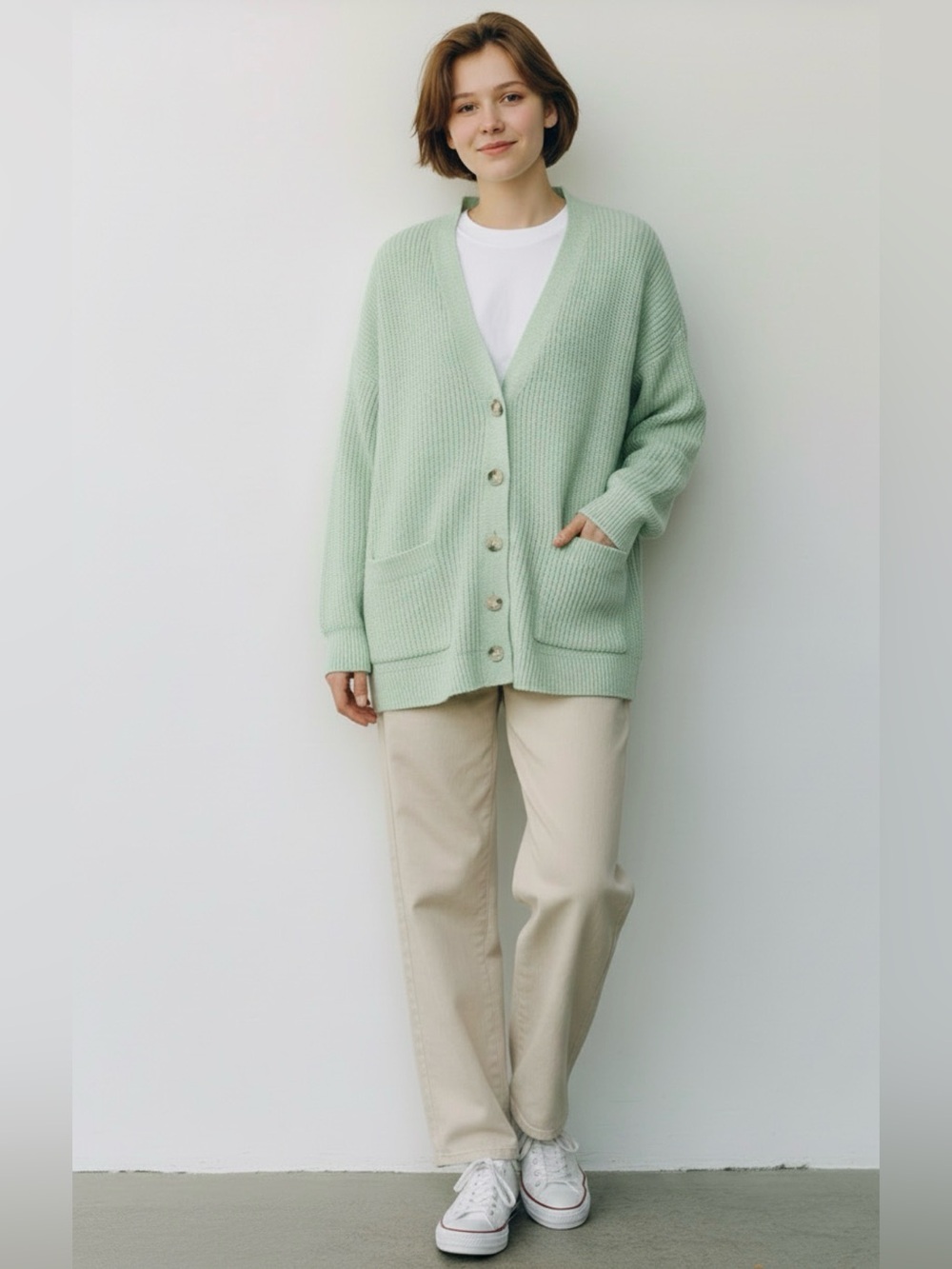 Loft Green Button Front Cardigan Pockets Women’s XS Business Casual Preppy